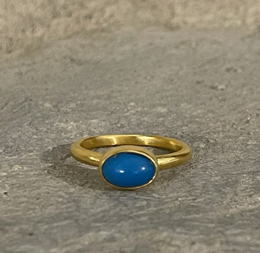 Firuze Altın El İşi Otantik Gümüş Yüzük