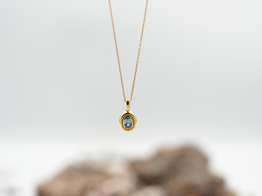 Swiss Topaz Taşlı Mikron Altın Kaplama Gümüş Minimal Kolye