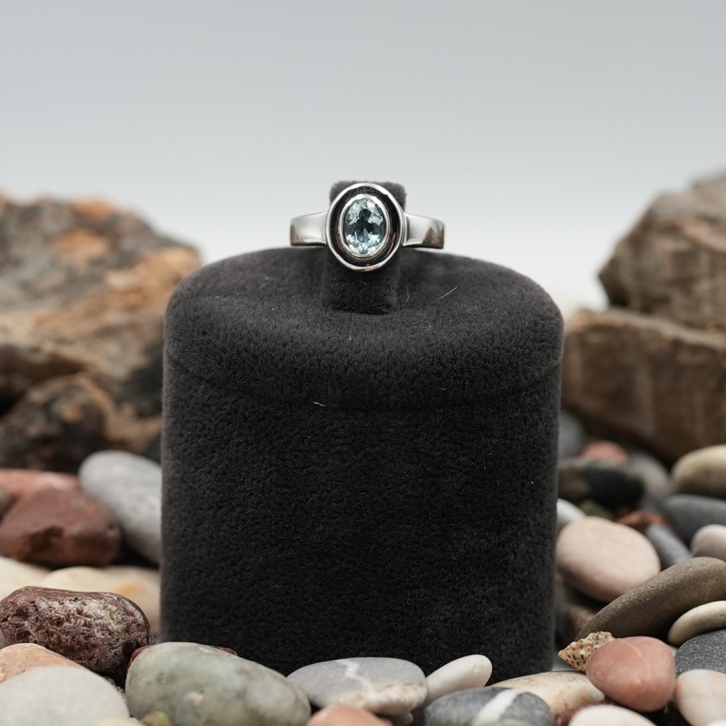 Sky Blue Topaz Gemstone Silver Ring