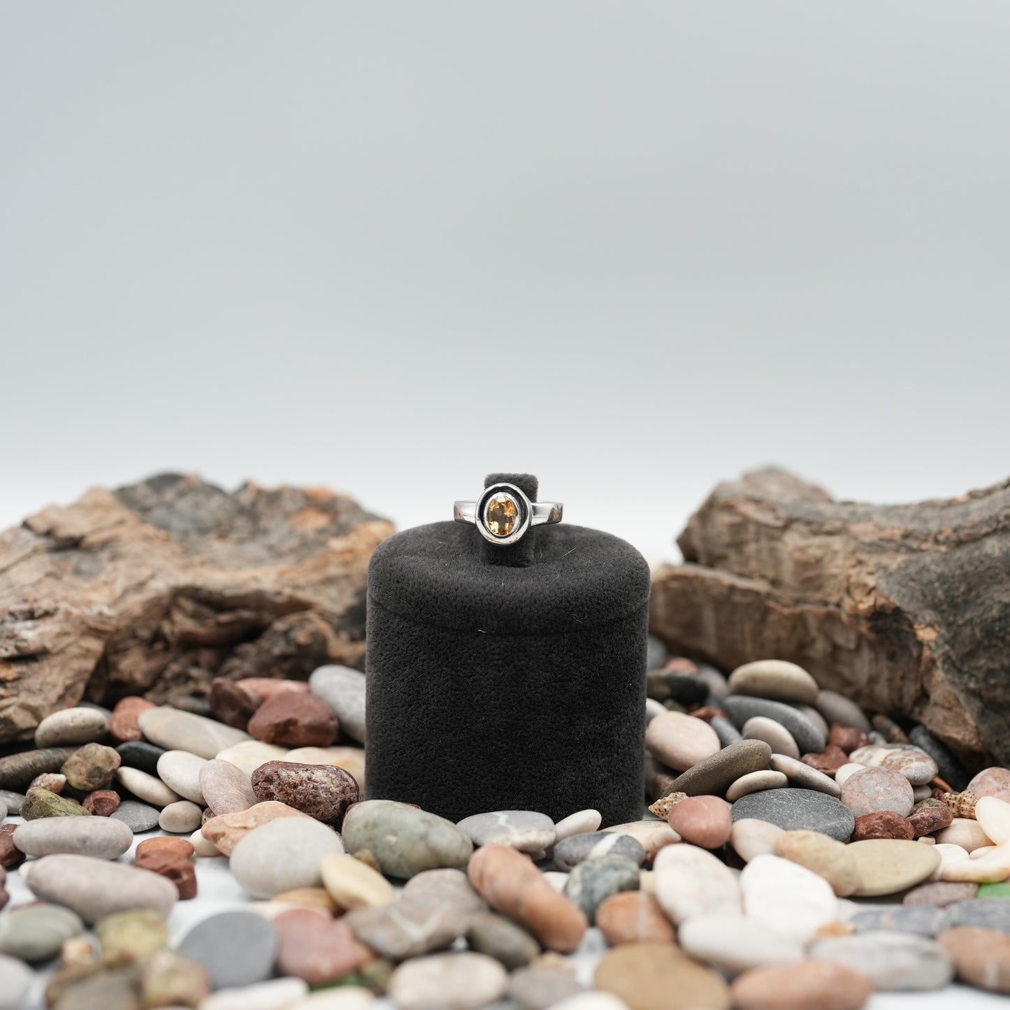 Citrine Silver Minimalist Ring