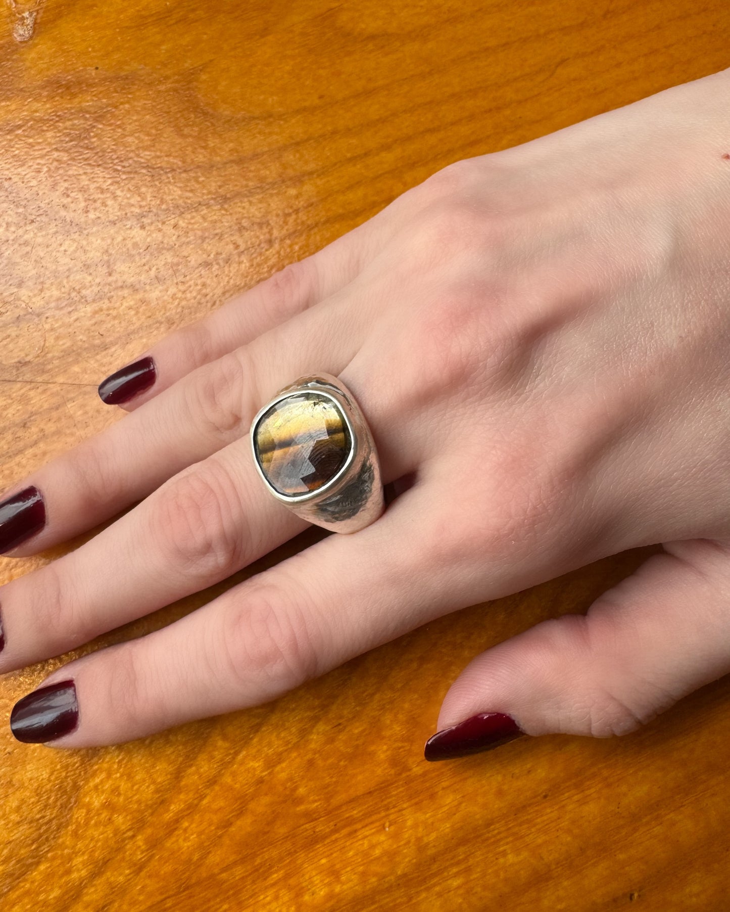 Turmalin Otantik El işi Gümüş Yüzük-Unisex