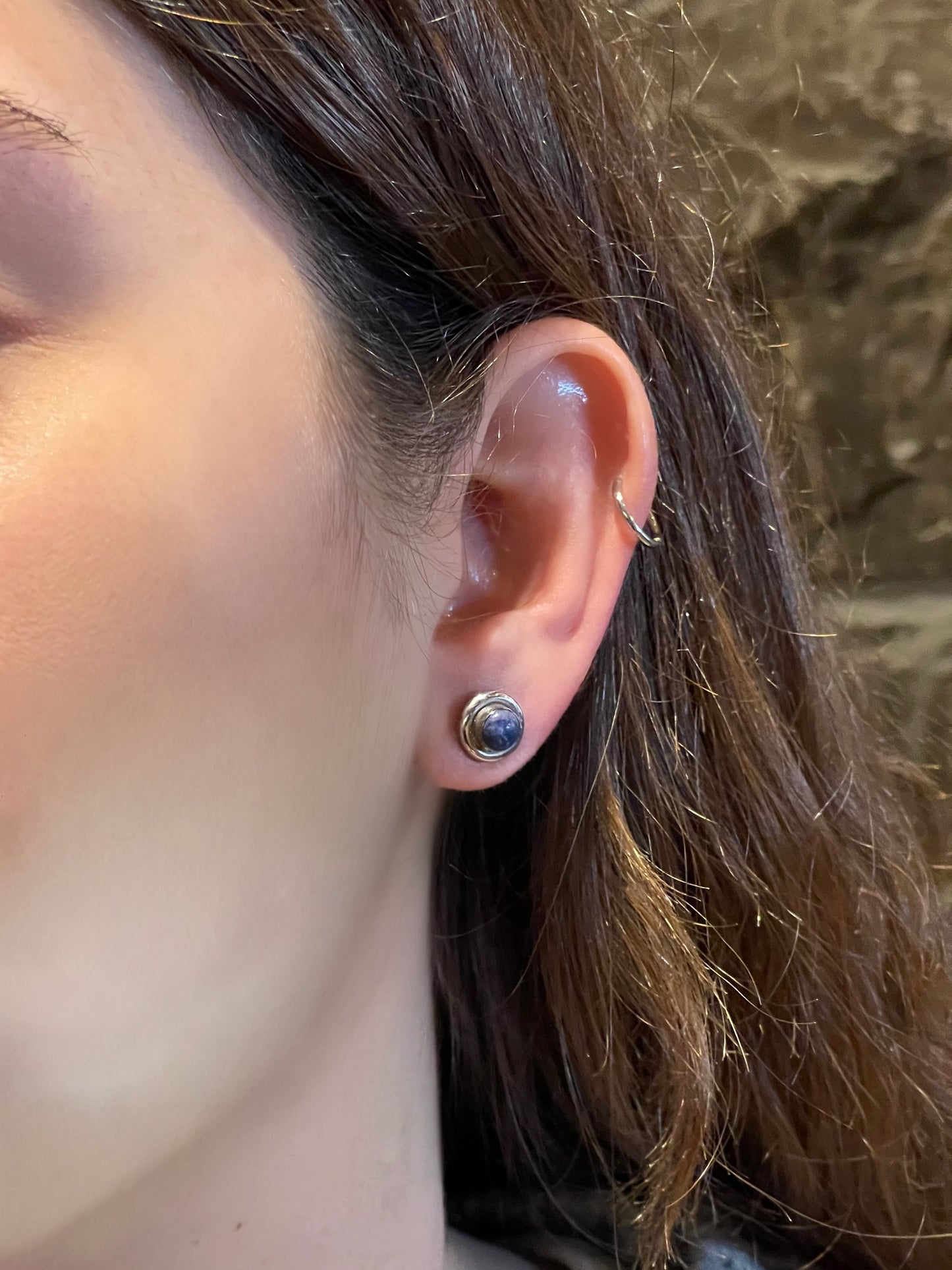 Lapis Rodyum Minimal Gümüş Küpe