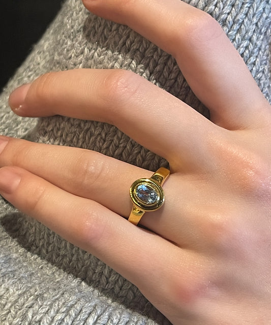 Swiss Topaz Taşlı Altın Minimalist Yüzük