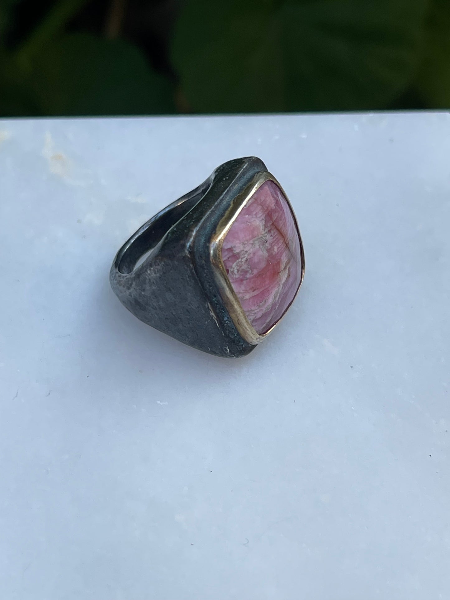 Pembe Safir Taşlı Otantik El işi Gümüş Yüzük