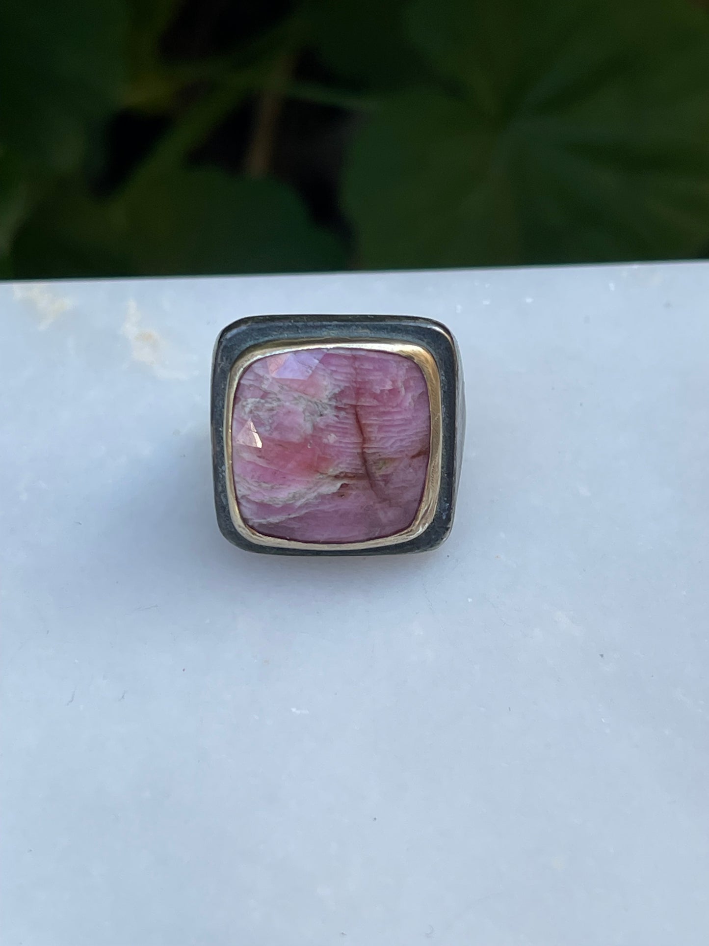 Pembe Safir Taşlı Otantik El işi Gümüş Yüzük