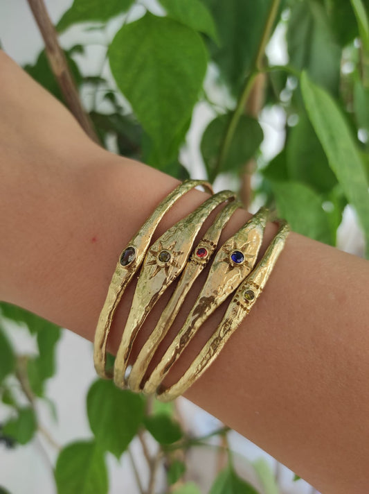 Vintage/Antik Safir Zirkon Taşlı Güneş Desen Kadın/Erkek Bilezik