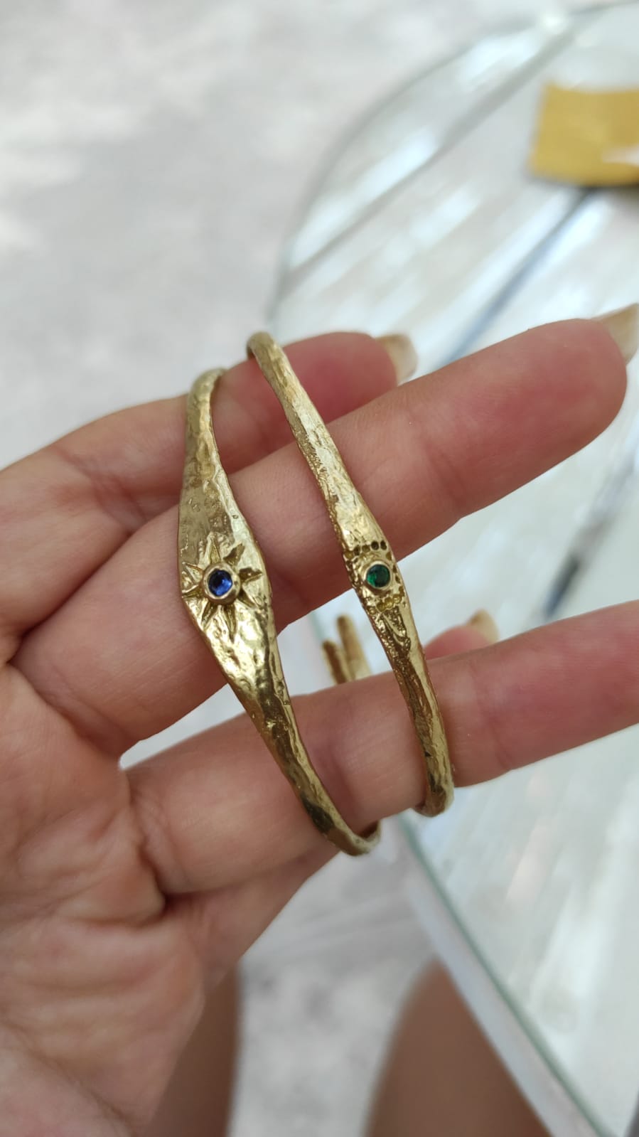 Vintage/Antik Zümrüt Zirkon Taşlı Erkek/Kadın Bilezik