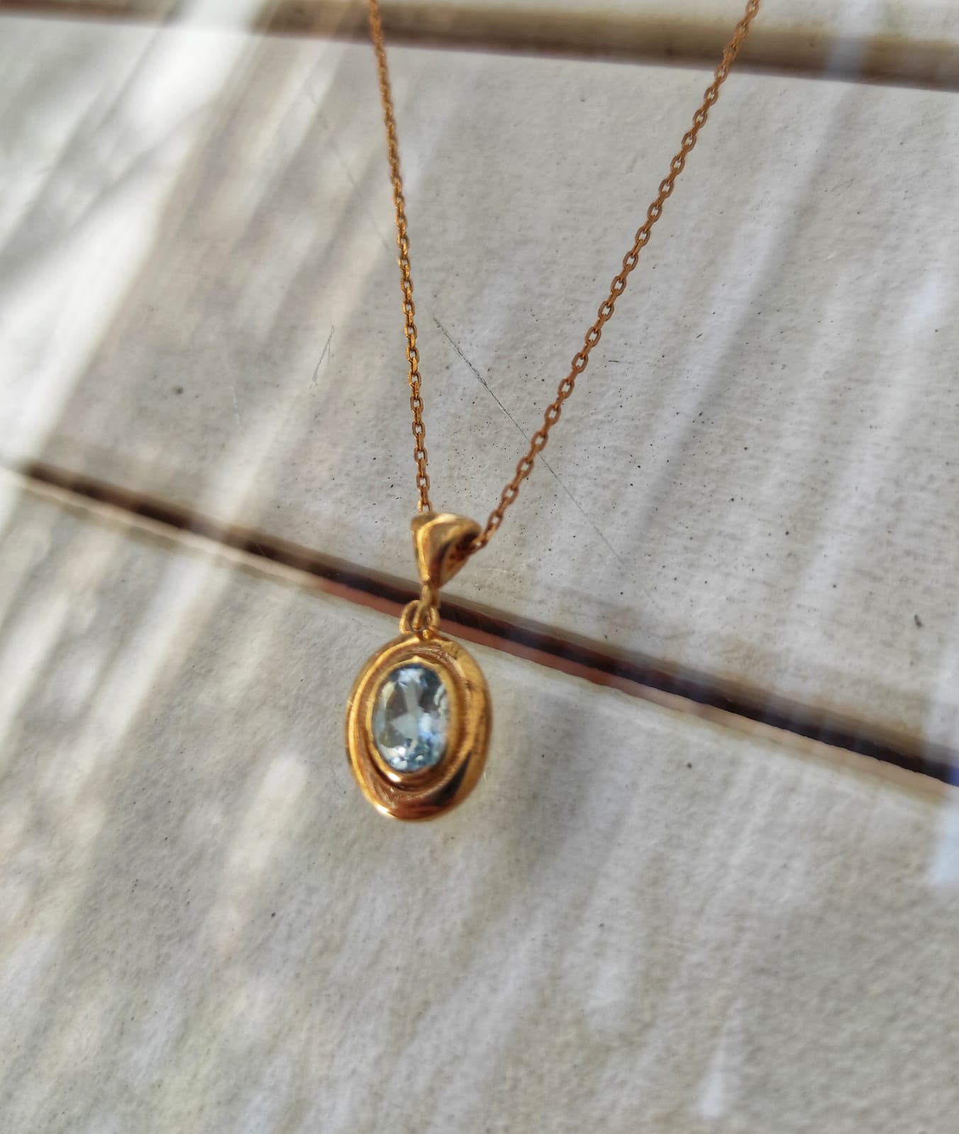 Swiss Topaz Taşlı Mikron Altın Kaplama Gümüş Minimal Kolye