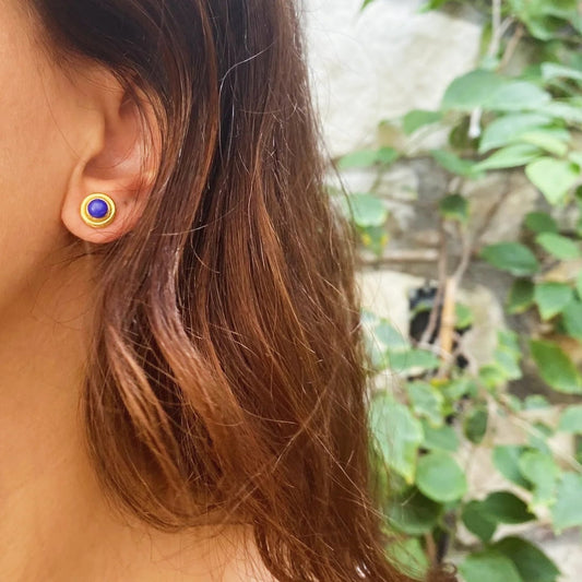 Lapis Altın Minimal Küpe