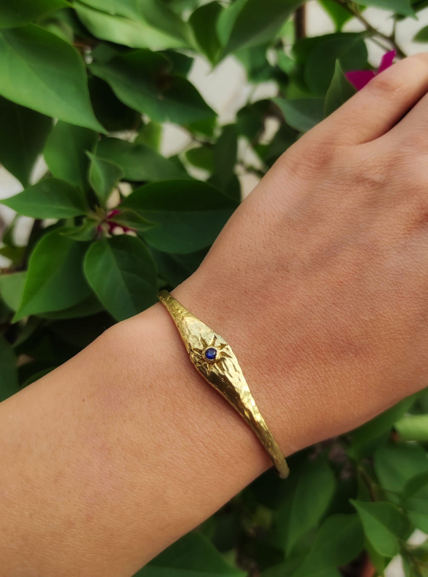 Vintage/Antik Safir Zirkon Taşlı Güneş Desen Kadın/Erkek Bilezik