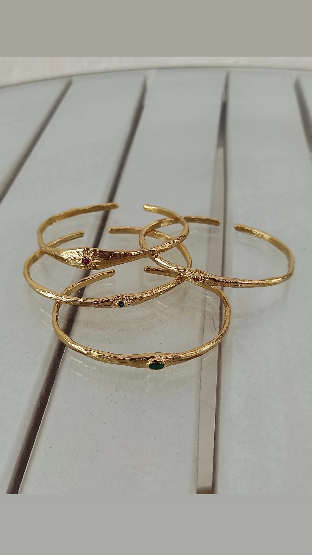 Vintage/Antik Zümrüt Yeşili Zirkon Oval Taşlı üniseks Bilezik