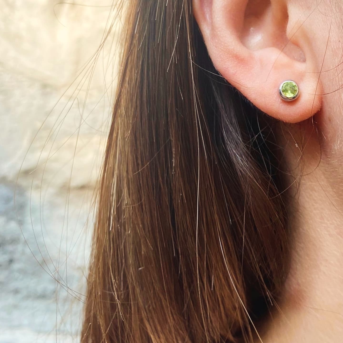 Peridot Taşlı Gümüş Küpe