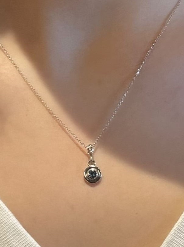 Gök Mavi Topaz Gümüş Minimalist Kolye