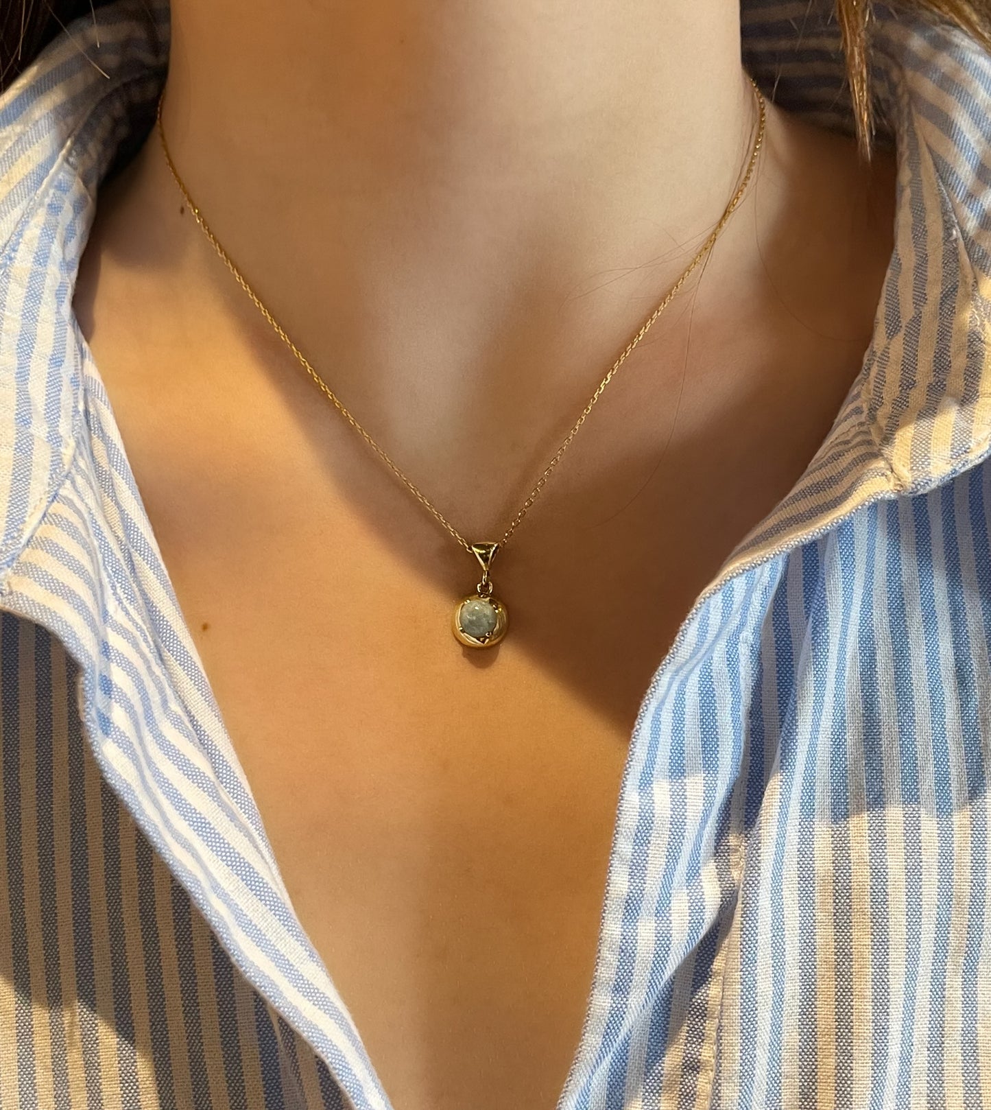 Akuamarin Altın Kaplama Gümüş Minimal Kolye