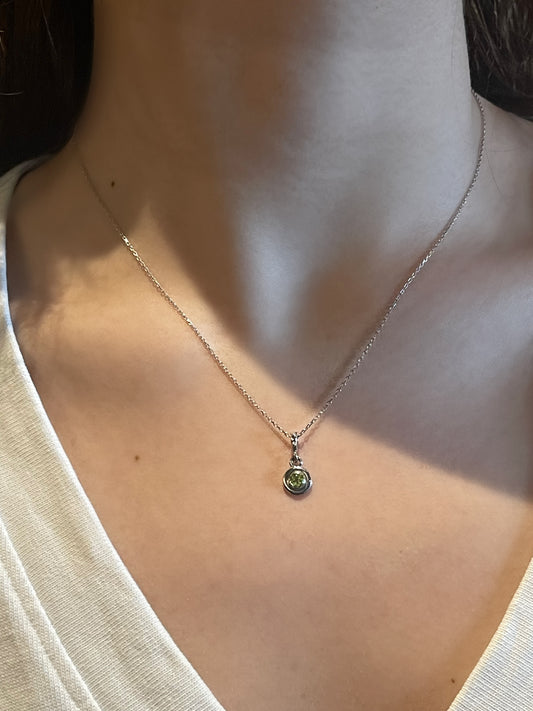 Peridot Gümüş Minimalist Kolye