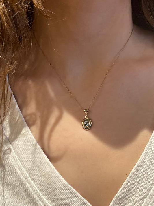 Gök Mavi Topaz Taşlı Altın Kaplama Gümüş Minimal Kolye