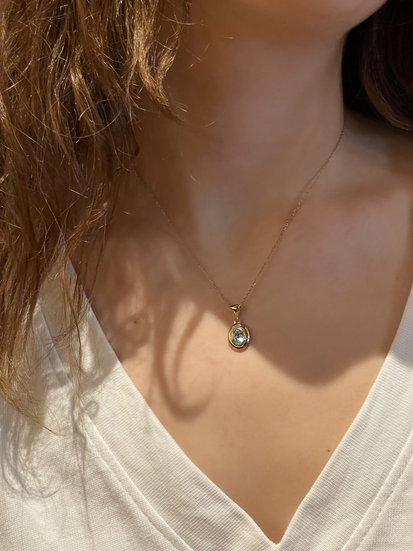 Gök Mavi Topaz Taşlı Altın Kaplama Gümüş Minimal Kolye