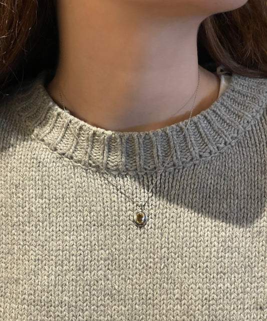 Sitrin Taşlı Gümüş Minimal Kolye