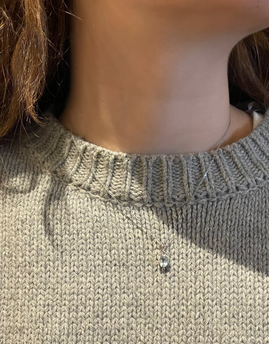 Akuamarin Taşlı Rodyum Kaplama Gümüş Minimal Kolye